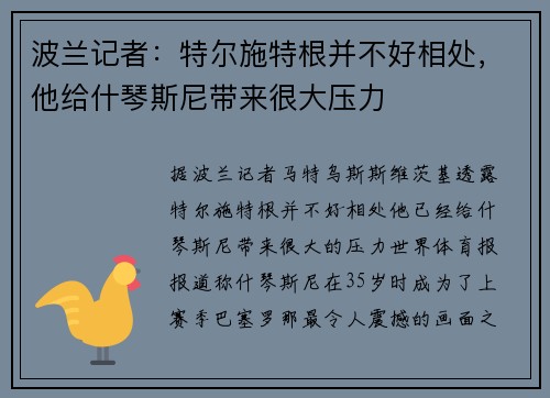 波兰记者：特尔施特根并不好相处，他给什琴斯尼带来很大压力